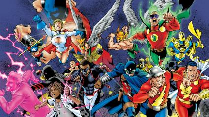 Multiple generations of JSA members from the over to JSA: Princes of Darkness