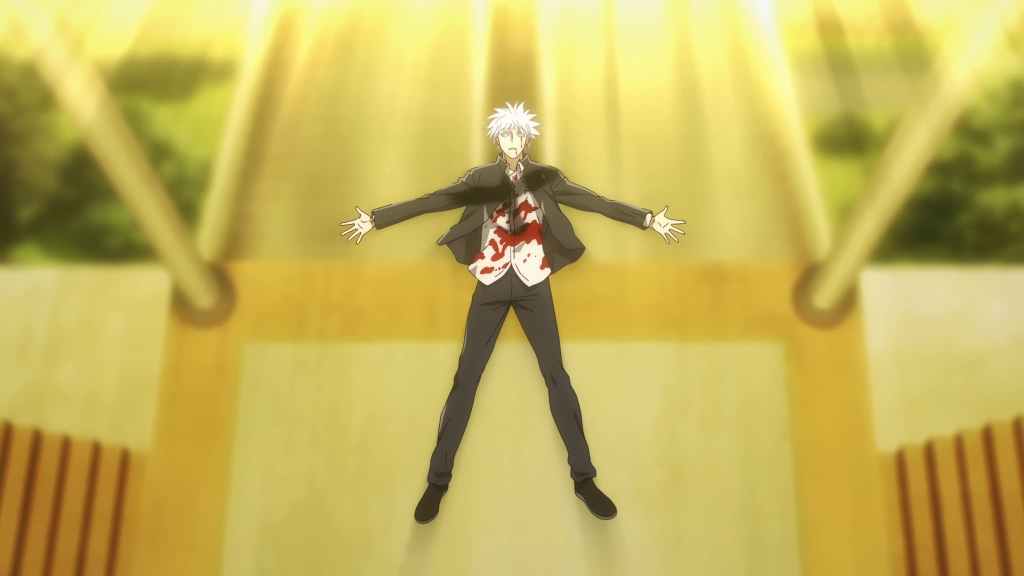 Gojo floating at the end of the Hidden Inventory arc in Jujutsu Kaisen Season 2