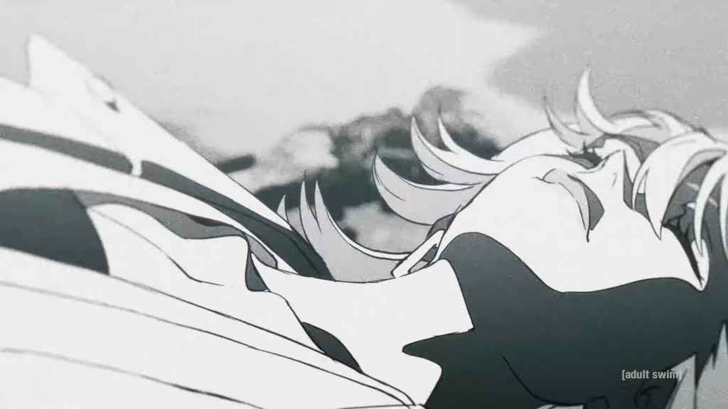 The character Christine in the end credits sequence for the Adult Swim anime Lazarus