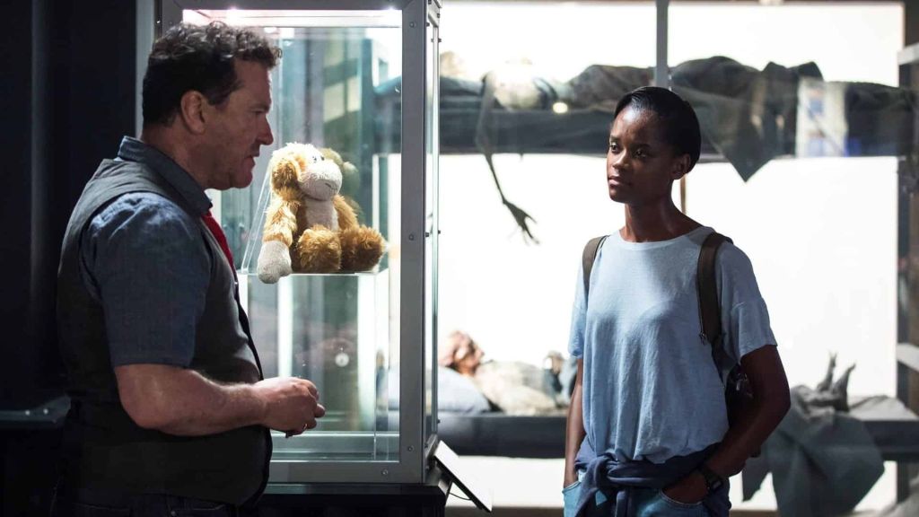 Letitia Wright and Douglas Hodge in Black Mirror Season 4, Episode 6, Black Museum