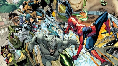 Spider-Man on the run from a legion of his villains from The Amazing Spider-Man #1 2025