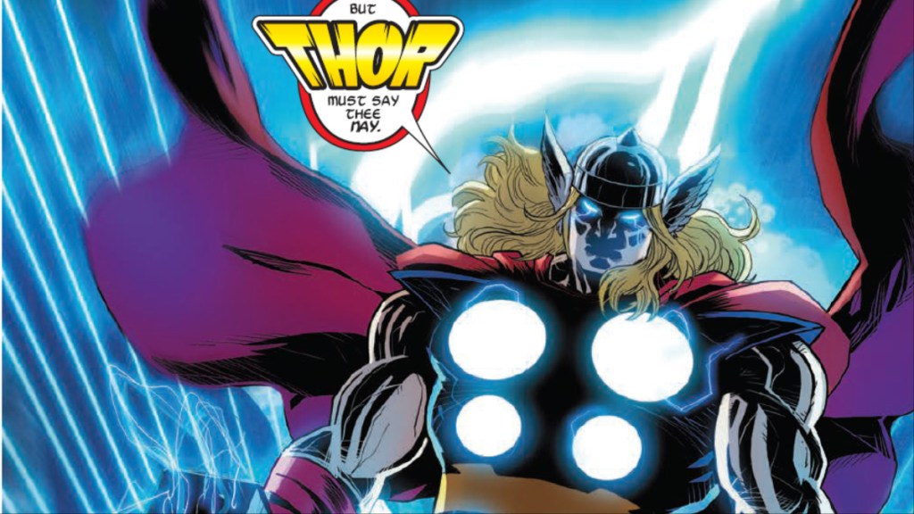 Thor with his powers falring speaking to Storm in Storm #7