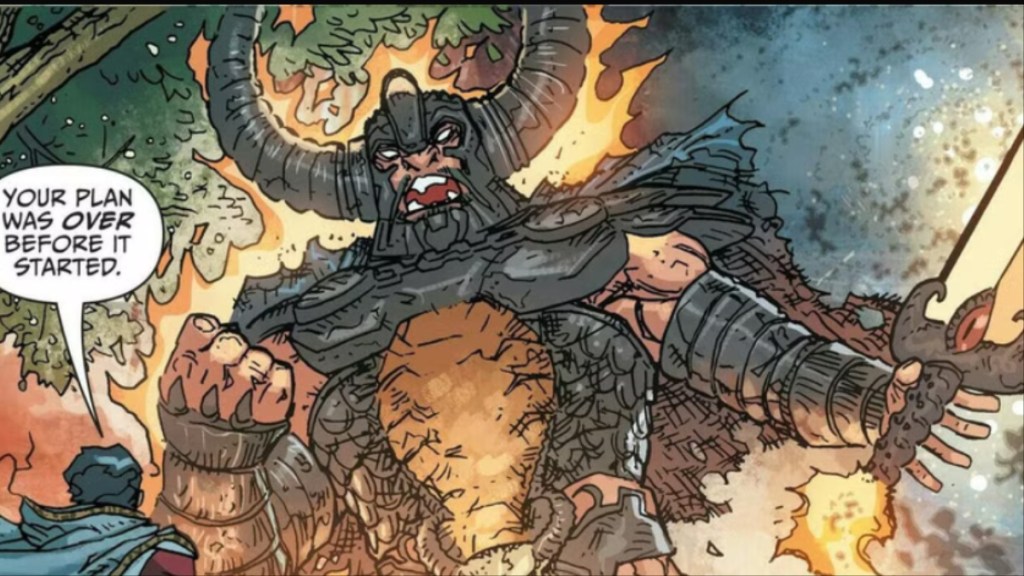 Yuga Khan holding his bright sword roaring