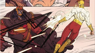 Grayven and Lightray firing their eyeblasts at each other, coming to a stalemate