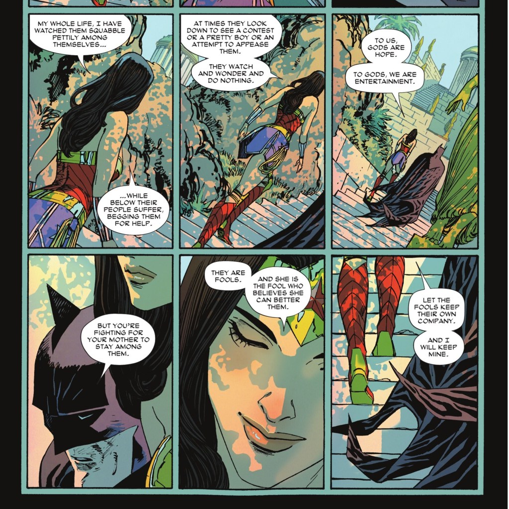 Batman and Wonder Woman talking about her hatred of the Gods from Wonder Woman 20
