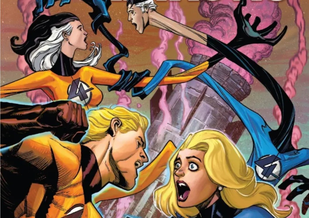 Reed Richards and Sue Rochards fighting multiversal gender swapped version of themselves