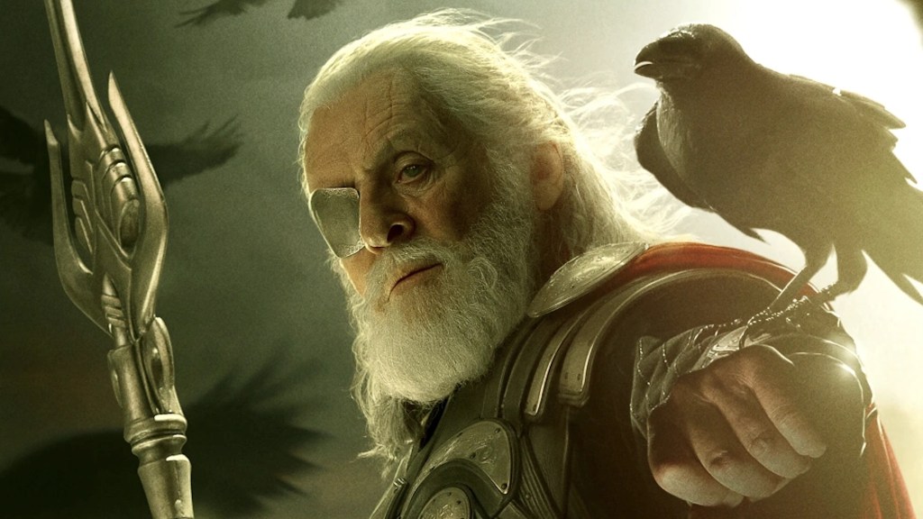 Odin with spear and raven