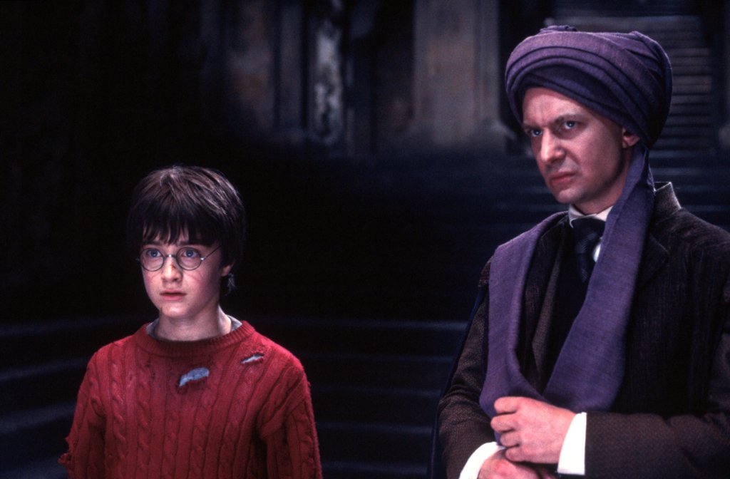 Professor Quirrell and Harry Potter in Harry Potter and the Philosopher's Stone