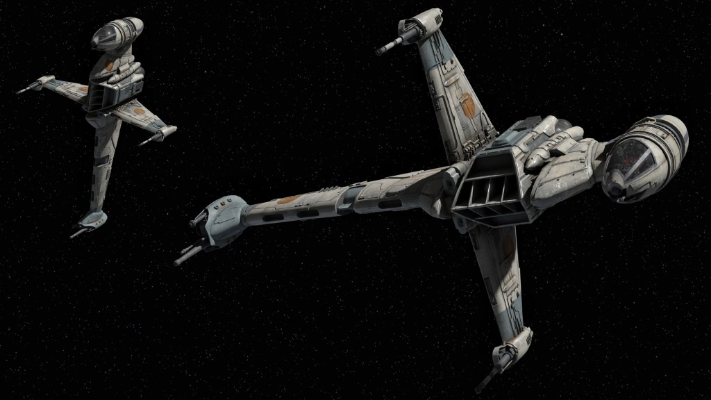 A pair of B-wing fighters