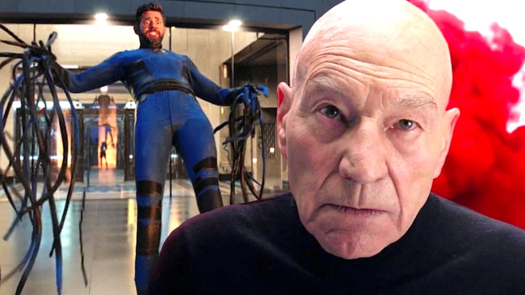 John Krasinski as Mr. Fantastic and Patrick Stewart as Professor X in Doctor Strange in the Multiverse of Madness