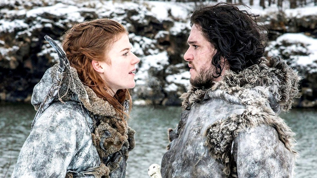 Rose Leslie as Ygritte and Kit Harrington as Jon Snow in Game of Thrones