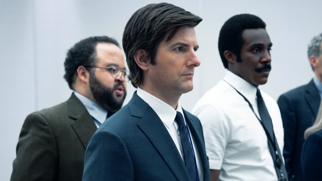Zach Cherry, Adam Scott, and Tramell Tillman in Severance