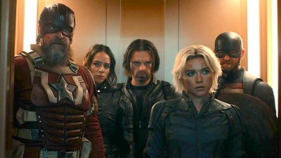 David Harbour, Hannah John-Kamen, Sebastian Stan, Florence Pugh, and Wyatt Russell in Thunderbolts*