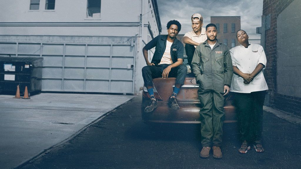 Langston Kerman, Jak Knight, Chris Redd, and Sam Jay in the poster of Bust Down