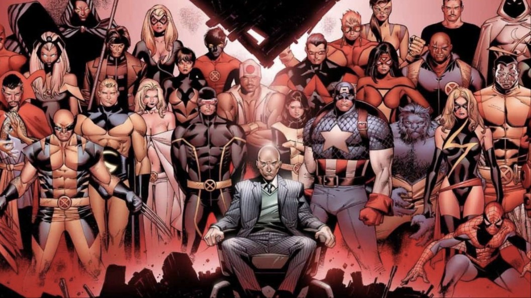 The heroes of the Marvel Universe standing together in a promo for House of M