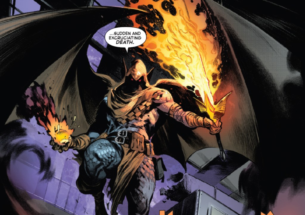 Hobgoblin floating high above Spider-Man