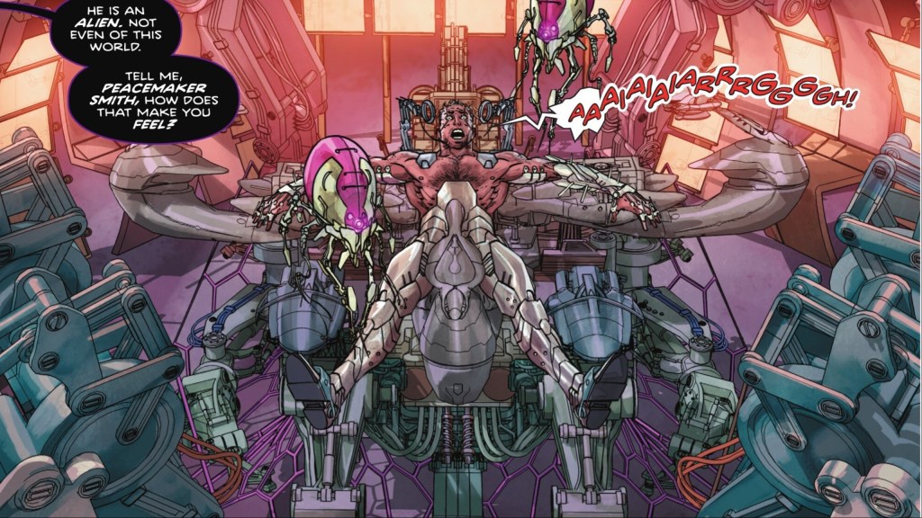 Peacemaker Smith being modified by Brianiac