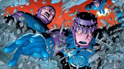 Sentinels tearing through the ceiling ready to attack