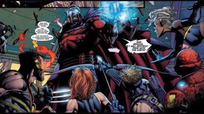 Magneto confronting the X-Men and the Ultimates in the story Ultimatum