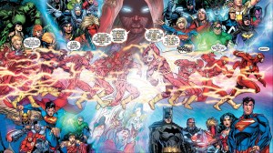 The Flash witnessing the changes made to the timeline at the end of Flashpoint
