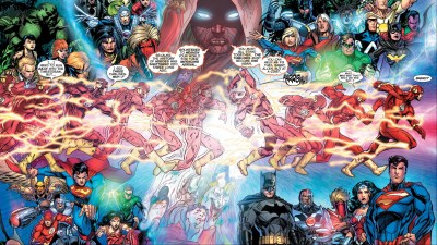 The Flash witnessing the changes made to the timeline at the end of Flashpoint