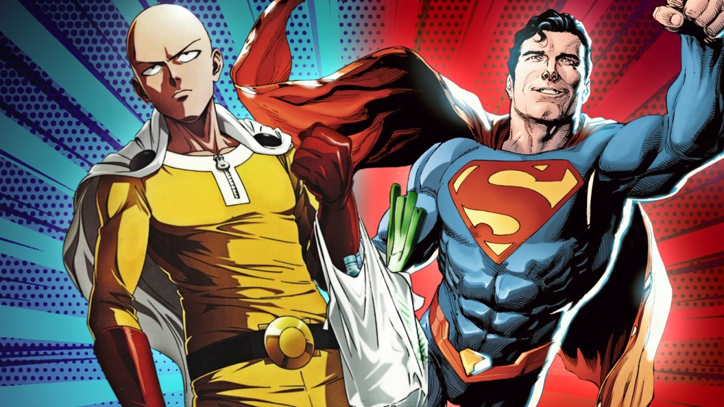 Saitama from one punch man with superman