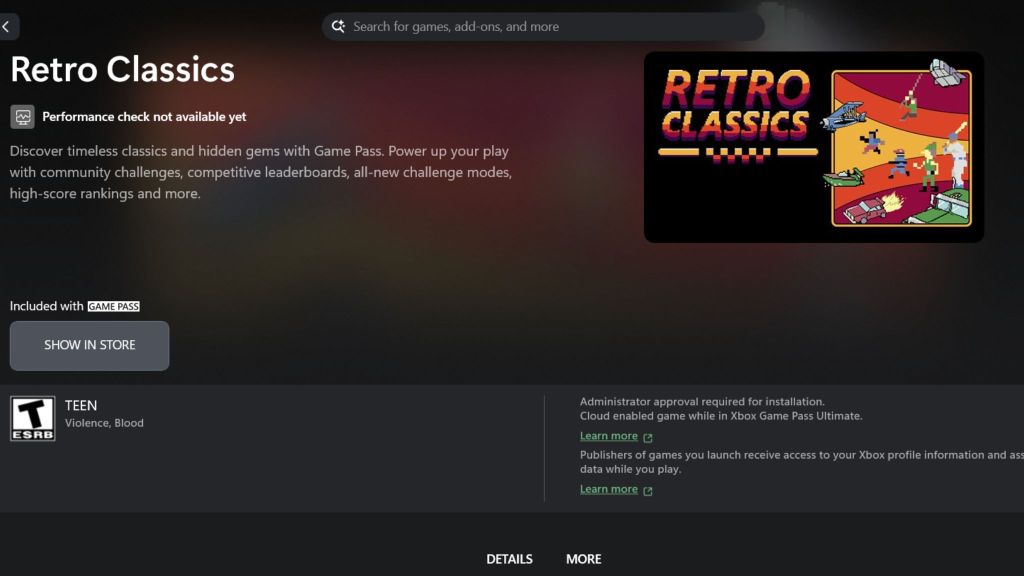 Xbox Game Pass Retro Classics Library