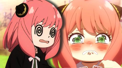 anya looking confused and anya crying as seen in spy x family's anime