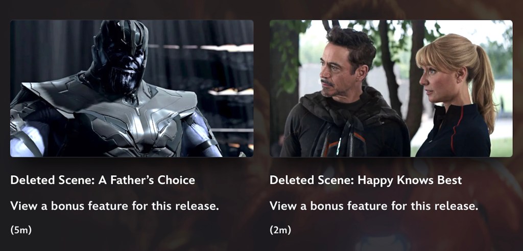 Avengers: Infinity War Deleted scenes on Disney+