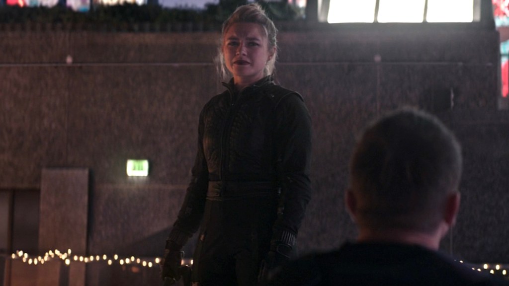 Florence Pugh and Jeremy Renner in Hawkeye