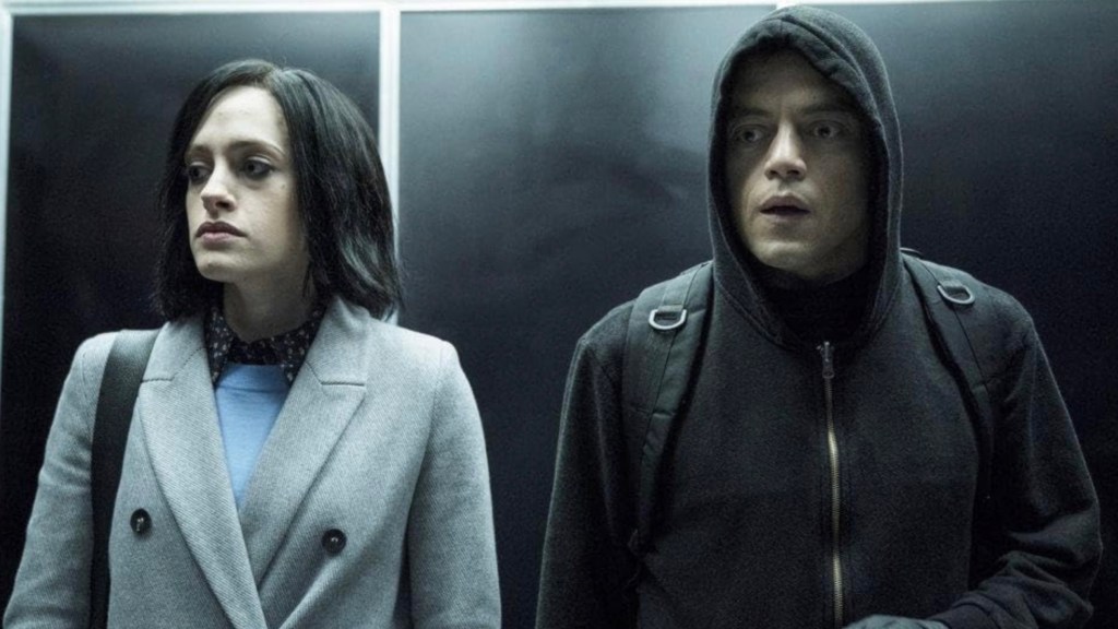 Rami Malek and Carly Chaikin in Mr. Robot