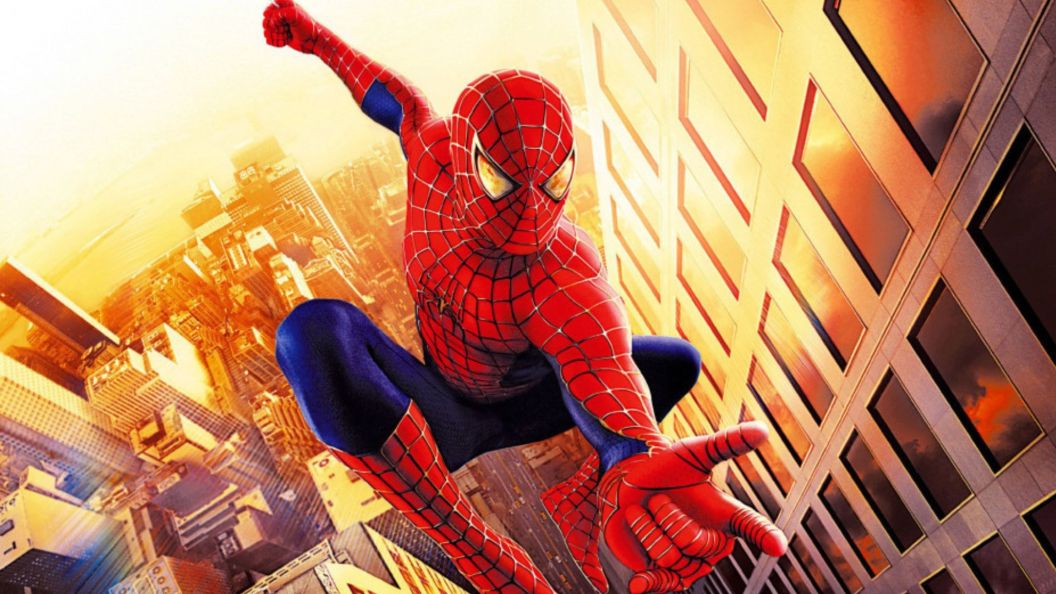 Spider-Man swinging in the 2002 movie.