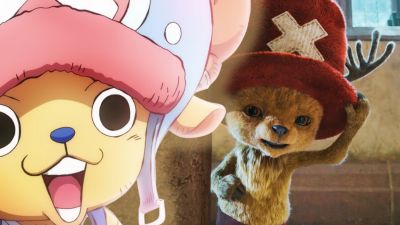 Live action Chopper and anime Chopper in a custom image