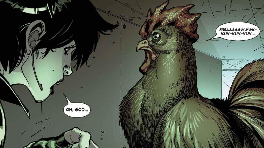 Domino and a chicken