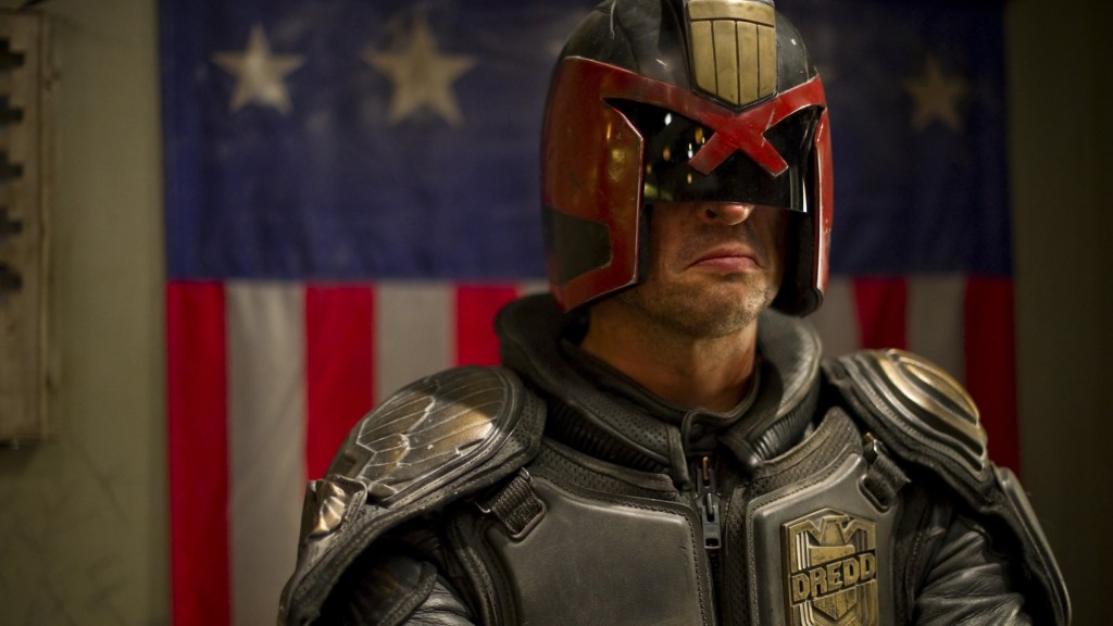 Karl Urban as Judge Dredd in Dredd