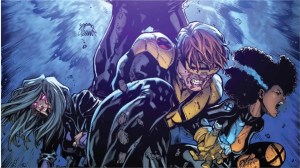 Cyclops, Psylocke, and Temper in pain while Schwarzchild stands over them