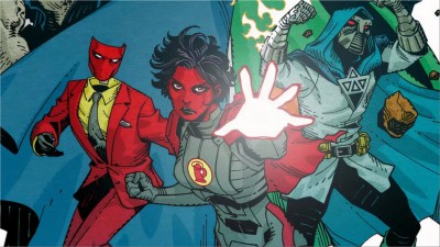 Johnny Sorrow, Red Lantern, and Doctor Alchemy working together