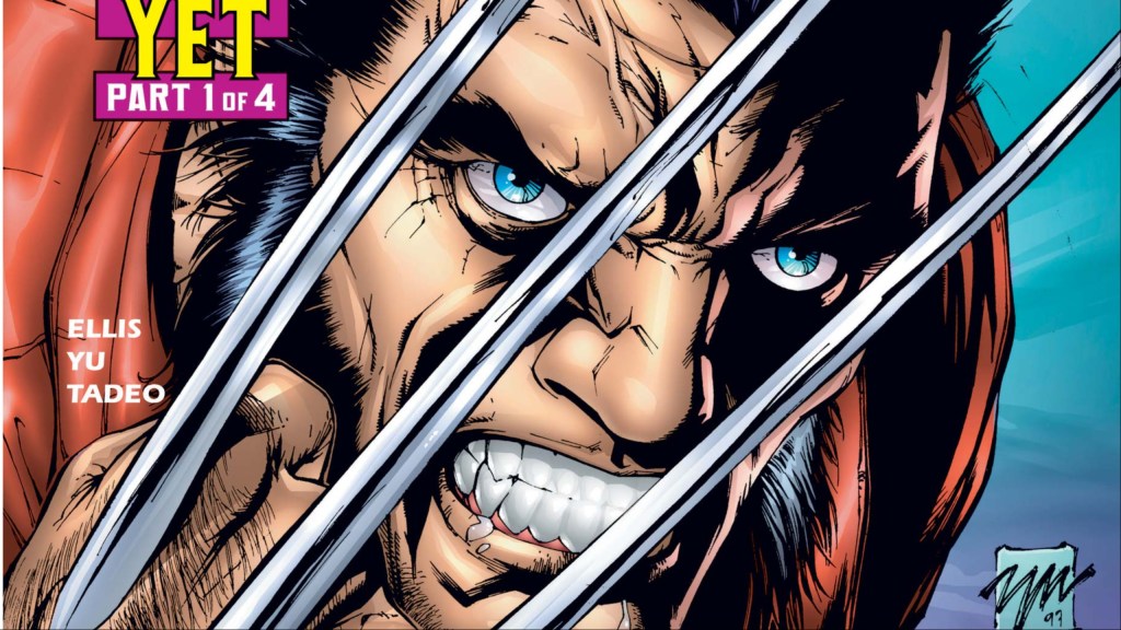 Wolverine growling while brandishing his claws