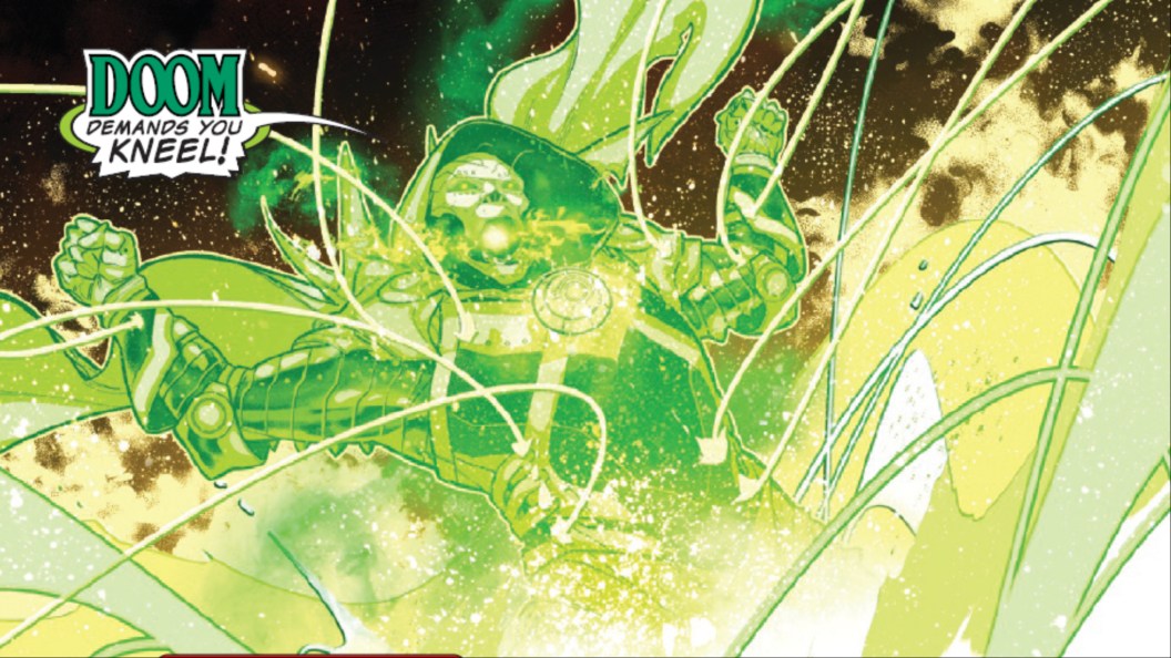Doom surrounded by magic, syaing he doesn't kneel
