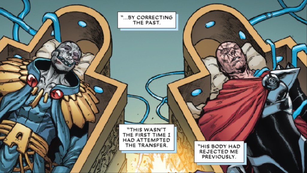 Apocalypse and Stryfe side by side in sarcophagi
