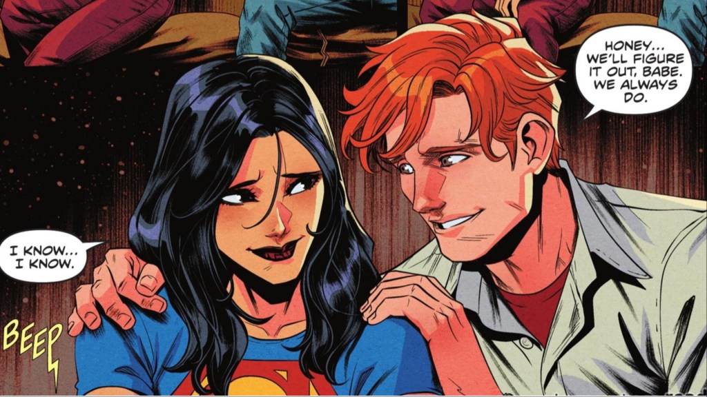 Wally and Linda sitting with each other while talking