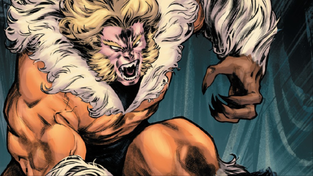 Sabretooth in his old costume ready to kill