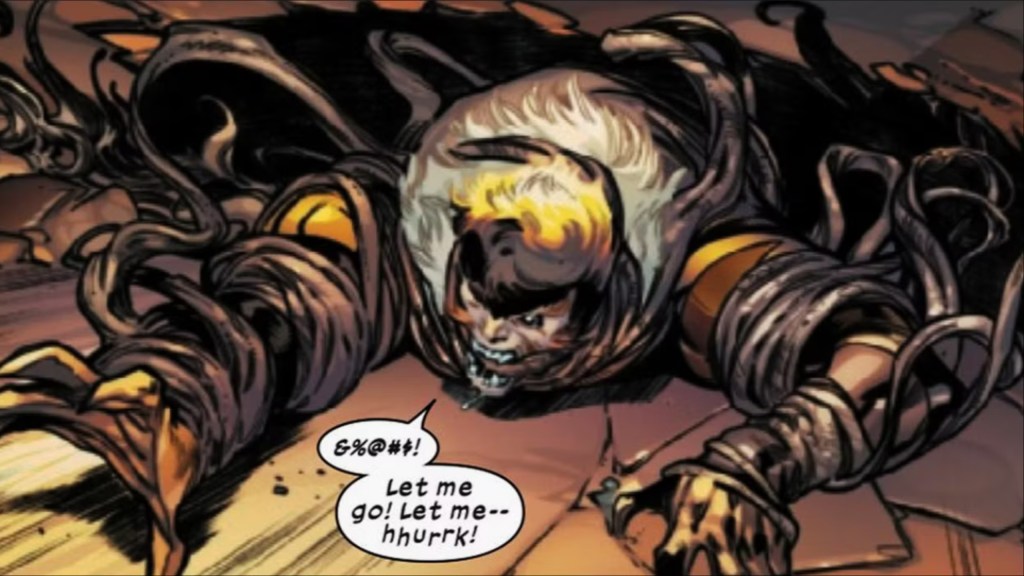 Sabretooth being pulled down to the Pit