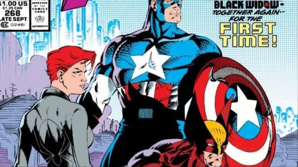 Black Widow, Captain America, and Wolverine standing together