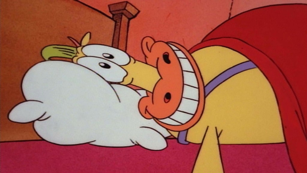 Heffer in bed next to Rocko staring maniacally