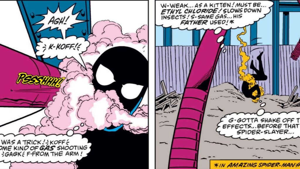 Spider-Man ethyl chloride comic panels