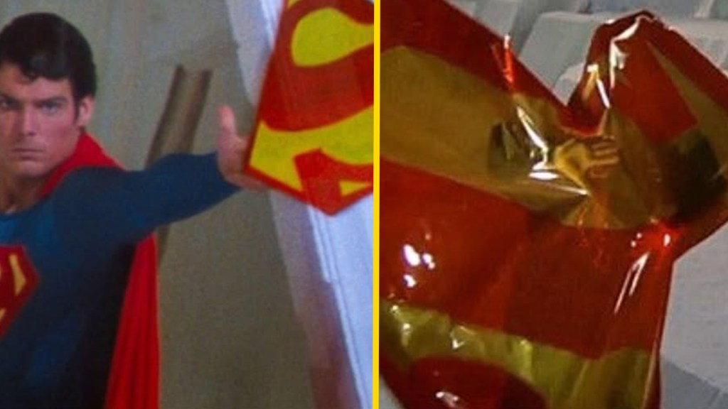 Superman throwing the infamous "Cellophane S"