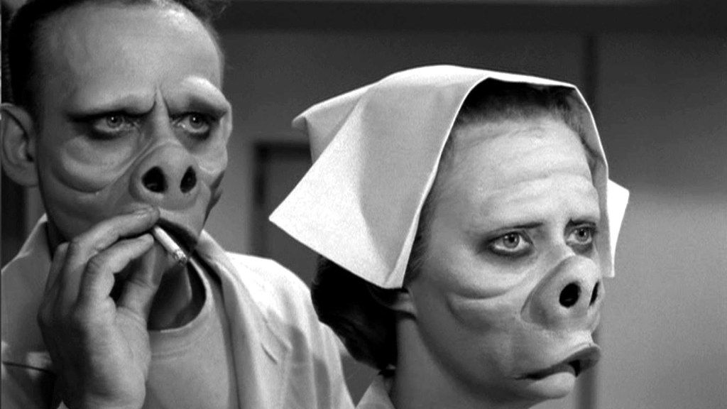 Pig-faced Doctor and Nurse from The Twilight Zone episode "Eye of the Beholder"