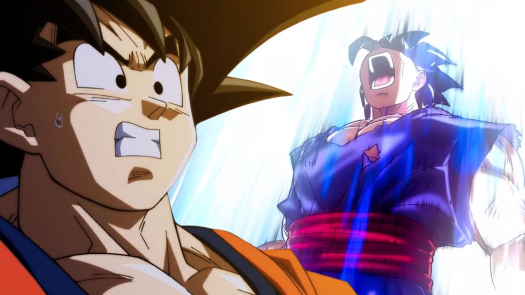 Goku worried as Gohan powers up in the bg