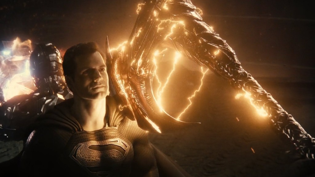 Superman tanking a hit from Steppenwolf